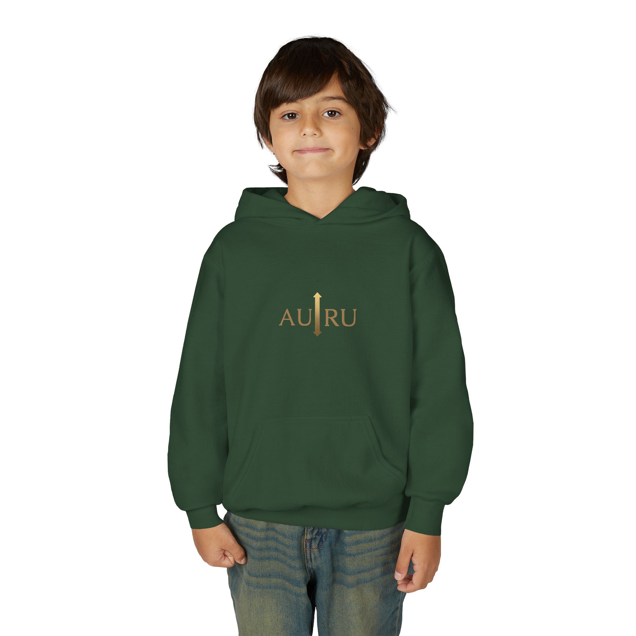 Youth Hoodie — Minimal 'AURU' Gold Logo Pullover