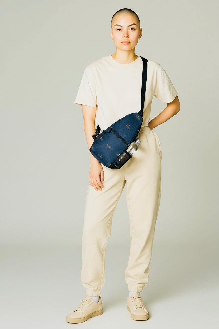 Navy Starburst Chest Bag — Sleek Sling Crossbody for Everyday Carry-AU|RU