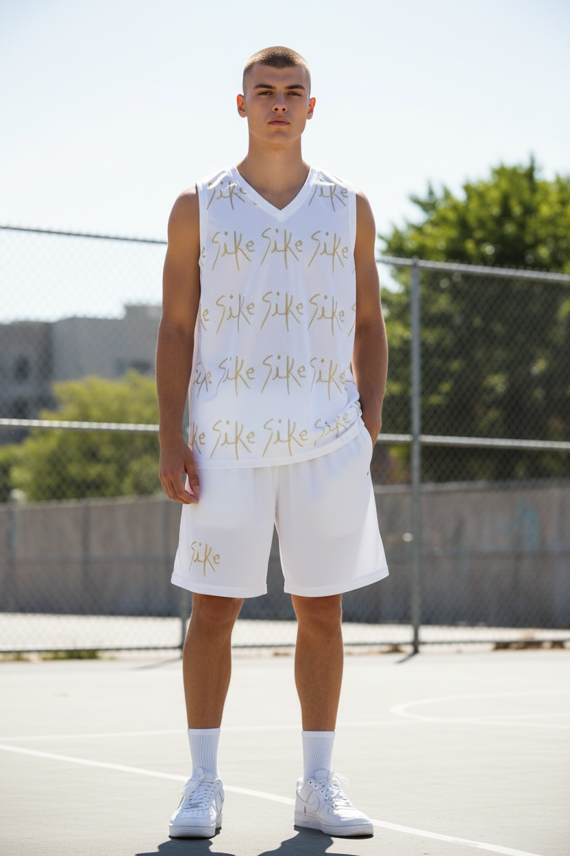 Basketball Shorts — Minimal 'Sike' Script Logo AOP Athletic Shorts